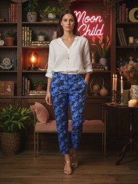 Banana Republic Blue Floral Tailored Pants – Untamed but Tailored